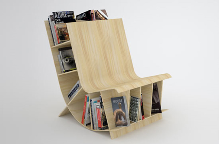 เก้าอี้ + ชั้นวางหนังสือ