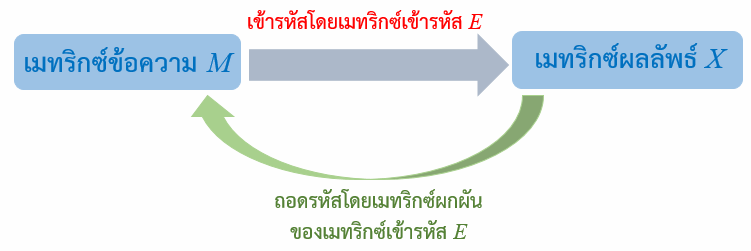 ขั้นตอนของการเข้ารหัสและถอดรหัสโดยใช้เมทริกซ์